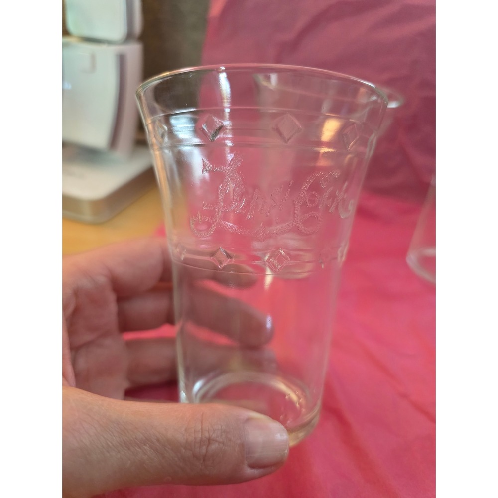 Vintage Coca-Cola Clear Glass Embossed Logo Tumblers Set of 6 Diamond Pattern